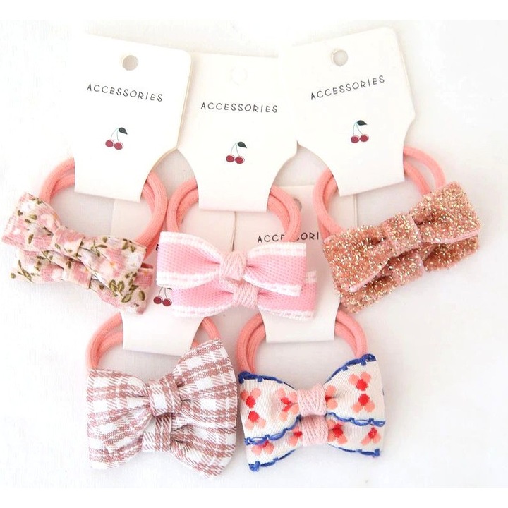 Set de 10 elastice de par cu funda pentru copii, Edibazzar, Stofa, Multicolor