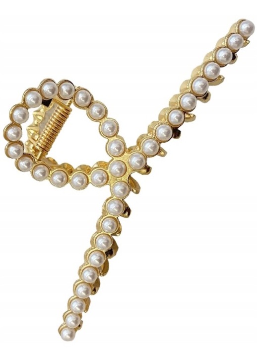 Nagy hajcsat gyöngyökkel, Edibazzar, fém, arany/fehér