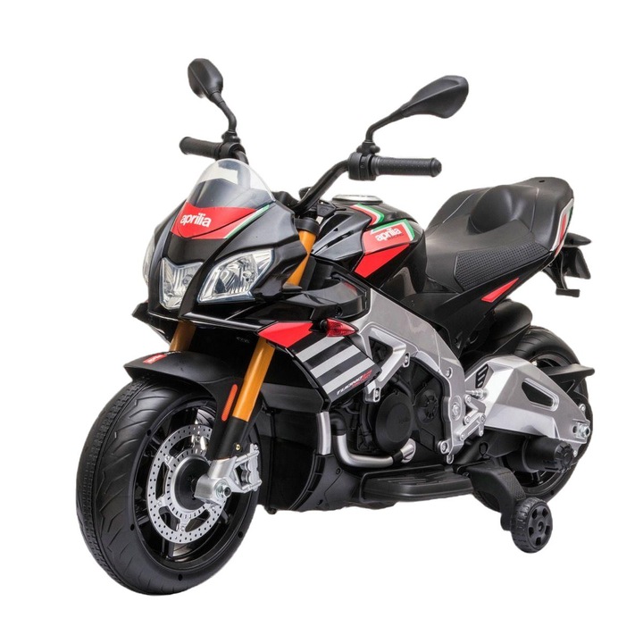 Motocicleta electrica pentru copii, Aprilia, Tuono, 12 V, Negru