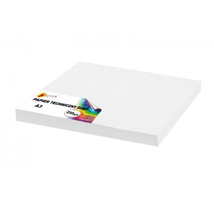 Hartie colorata, Shan, Format A3, 100 de coli, Alb