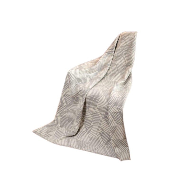 Cuvertura decorativa, Unia, Bumbac, Zigzag, 150x200cm, Alb/Gri