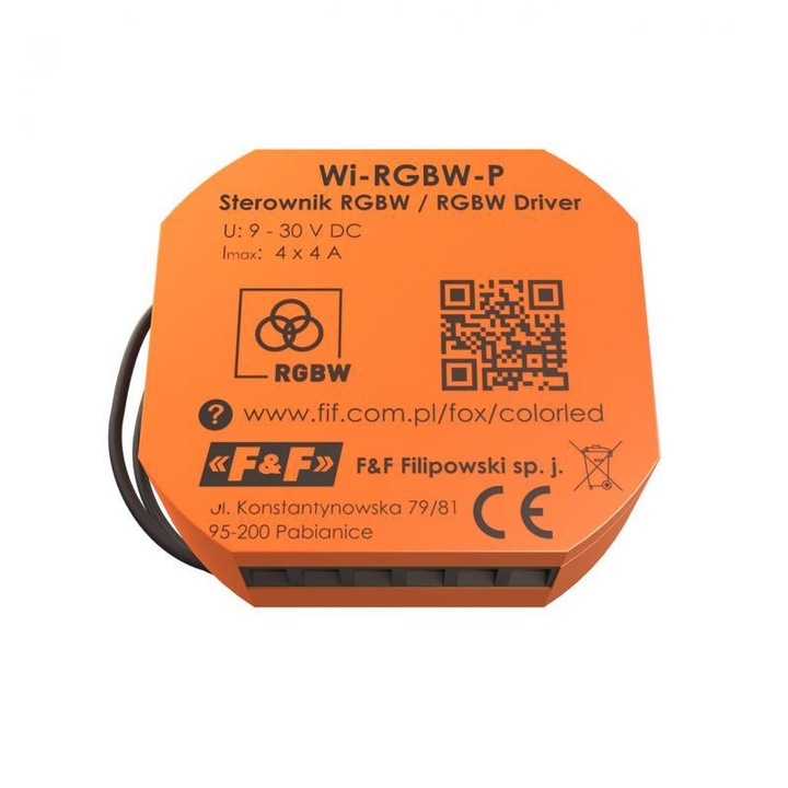 Controler Lumini, F&F, Model Wi-RGBW-P, WiFi, 12V/24V, 2.4GHz, Portocaliu