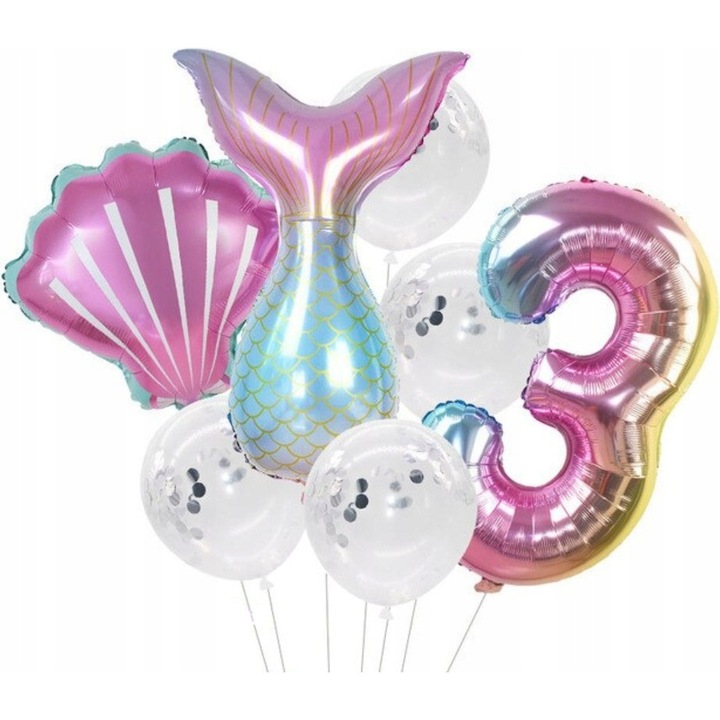 Set 7 de baloane, Nr 3, Pentru zile onomastice, Multicolor