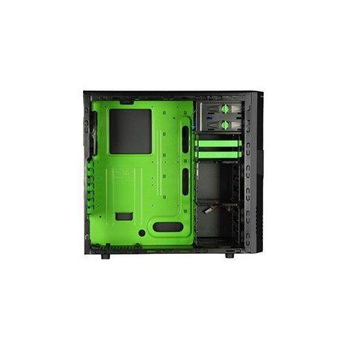 Sharkoon T28 - Számítógépház (fekete; zöld belső; ATX,mATX; alsó táp;  3x120mm v.; 1xUSB3.0, 3xUSB, I/O Acryl) 