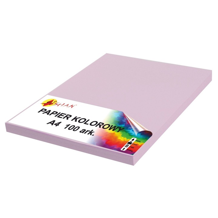 Hartie colorata, Shan, Format A4, 100 de coli, Lila deschis