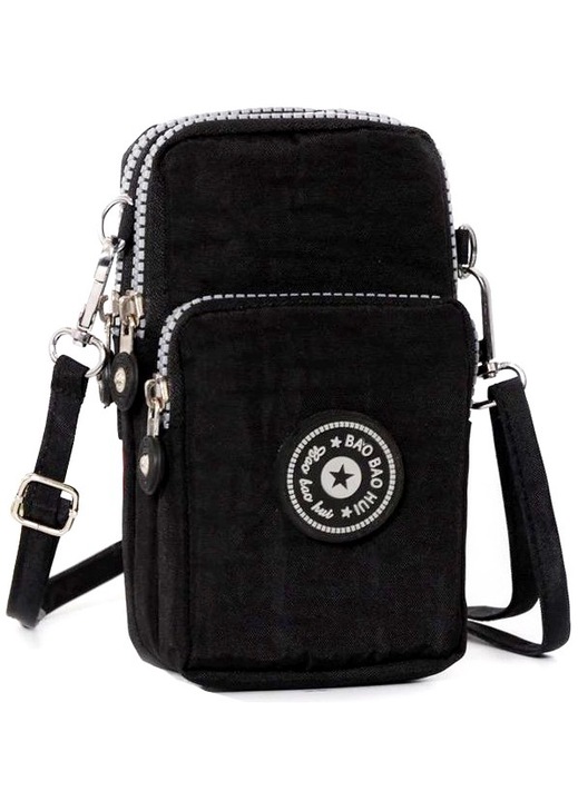 Noi telefontaska, Edibazzar, 10x18x4, Textil, Fekete, 18 x 10 x 4 cm