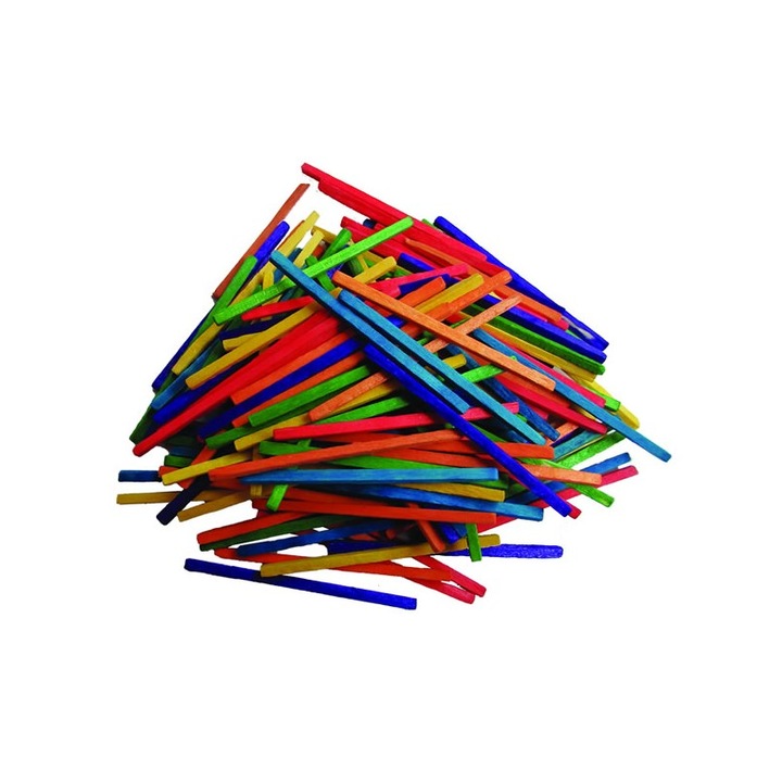 Set 150 betisoare mici Colorarte, lemn mici chibrit, didactic, multicolor