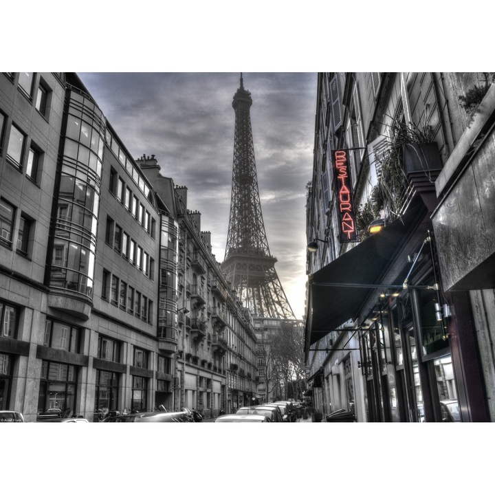 Poster perete, Zakito Posters, 42x29,7cm Turnul Eiffel de pe o strada din oras, Assaf Frank