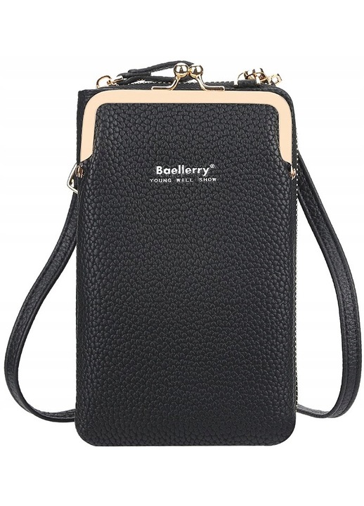 Мини чанта за телефон Екологична кожа Черна