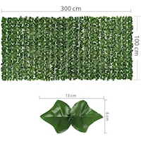 Panou paravan cu frunze artificiale pentru gard sau balcon, 100x300cm, verde+