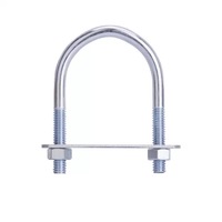 Brida prindere panouri gard zincata EmaConstruct cu placuta si piulite pentru teava rotunda cu diametru exterior de 42,4 mm