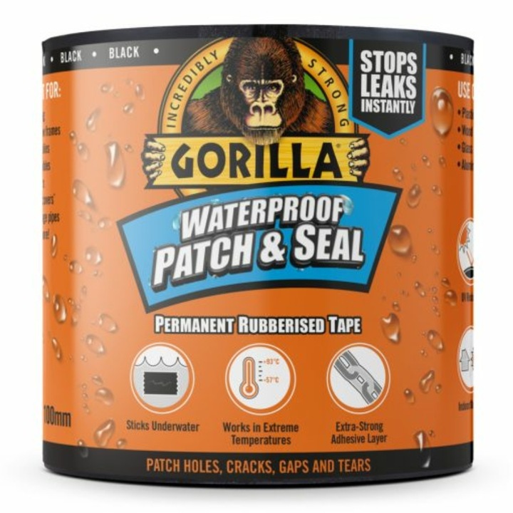 Gorilla Waterproof Patch & Seal Tape 3mx100mm Fekete Vízálló Foltozó/Tömítő Ragasztószalag