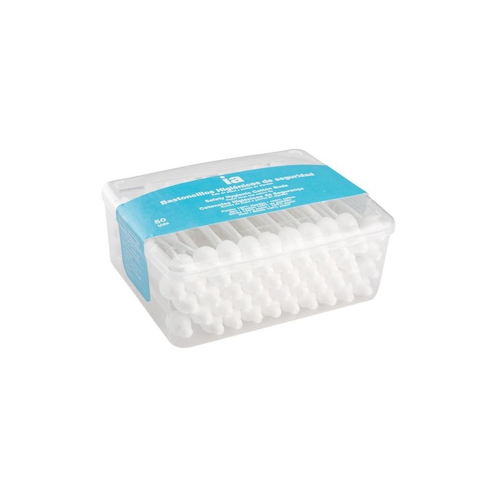 Betisoare din bumbac pentru igiena urechii, cu opritor, 50 buc