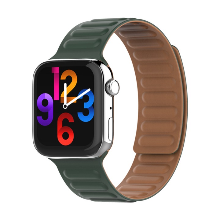 Curea magnetica din Silicon, pentru Apple Watch Ultra/8/7/6/5/4/3, Display 42/44/45/49mm, Verde