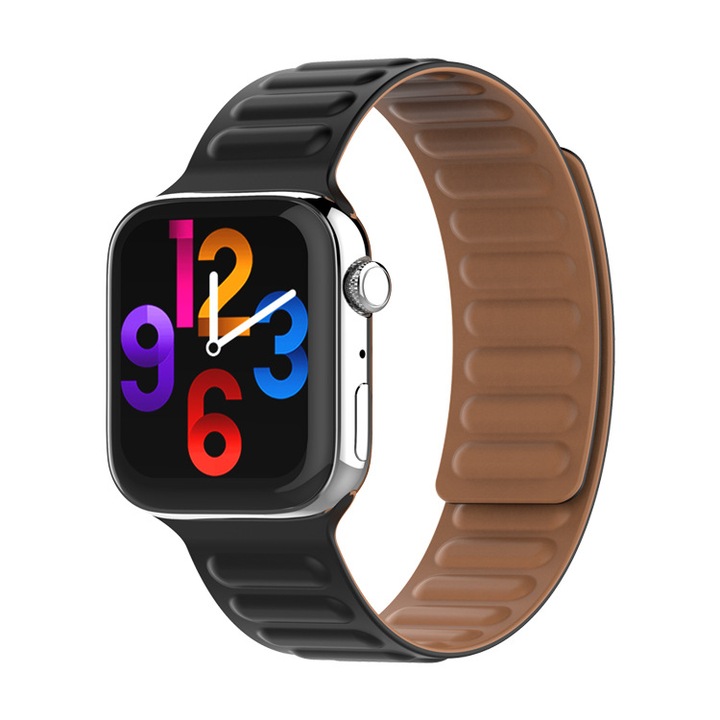 Curea magnetica din Silicon, pentru Apple Watch 8/7/6/5/4/3/2 Display 38/40/41 mm, Negru