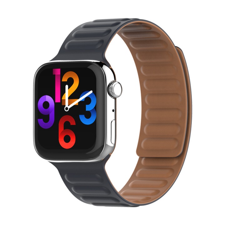 Curea magnetica din Silicon, pentru Apple Watch 8/7/6/5/4/3/2 Display 38/40/41 mm, Bleumarin