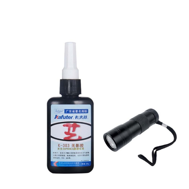 Adeziv puternic 50g pentru sticla, plastic si cauciuc pentru uz profesional, uscare cu lampa uv inclusa Clasic
