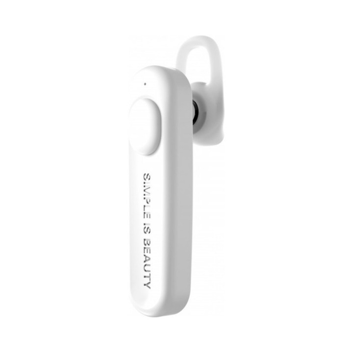 Bluetooth слушалка XO BE13, Съвместима с Android и iOS, Mono, Premium, Бяла