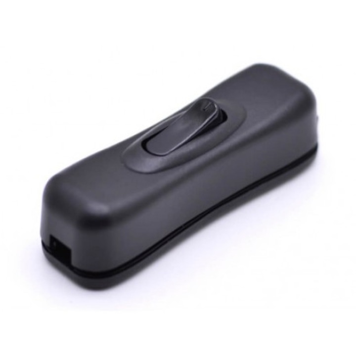 Intrerupator cu montare pe fir prin clipsare cu buton on/off 3A-250V, Negru