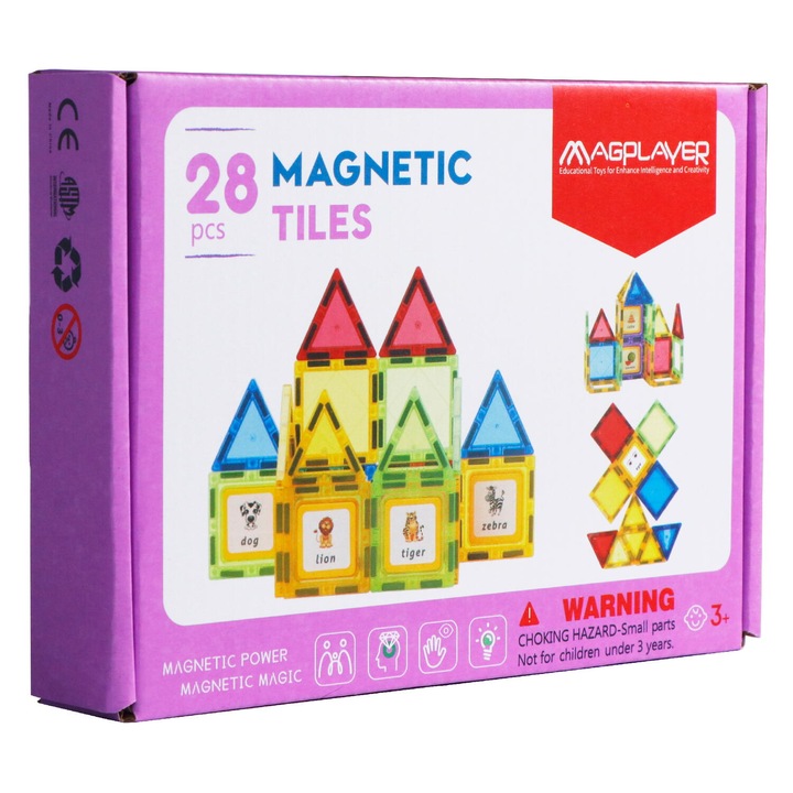 Set de constructie magnetic 3D,28 piese MAGPLAYER