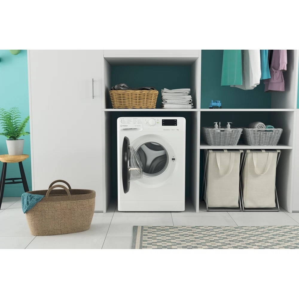 Masina de spalat Slim rufe Indesit MTWSE 61294 WK EE, 6 kg, Clasa C, 1200 RPM, Alb