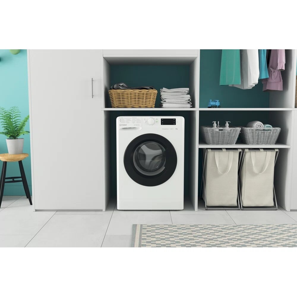 Masina de spalat Slim rufe Indesit MTWSE 61294 WK EE, 6 kg, Clasa C, 1200 RPM, Alb