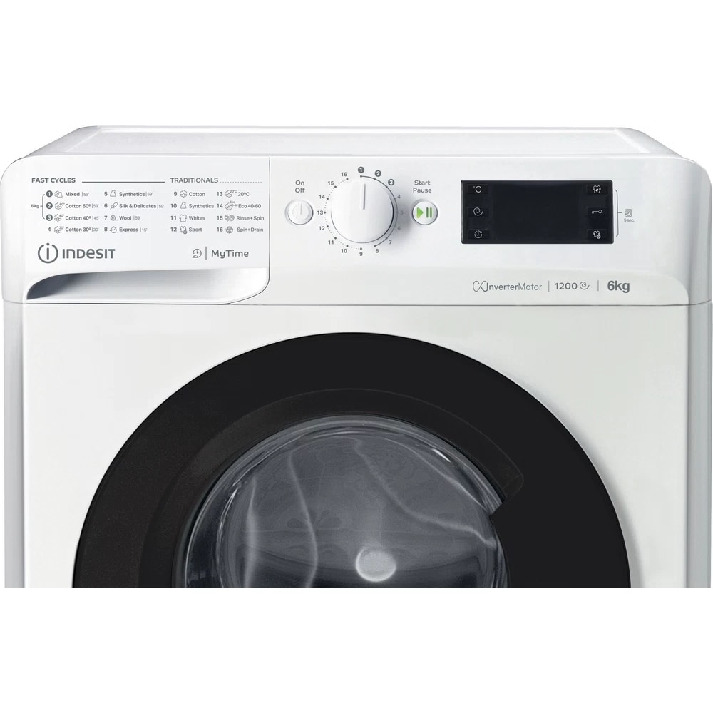 Masina de spalat Slim rufe Indesit MTWSE 61294 WK EE, 6 kg, Clasa C, 1200 RPM, Alb