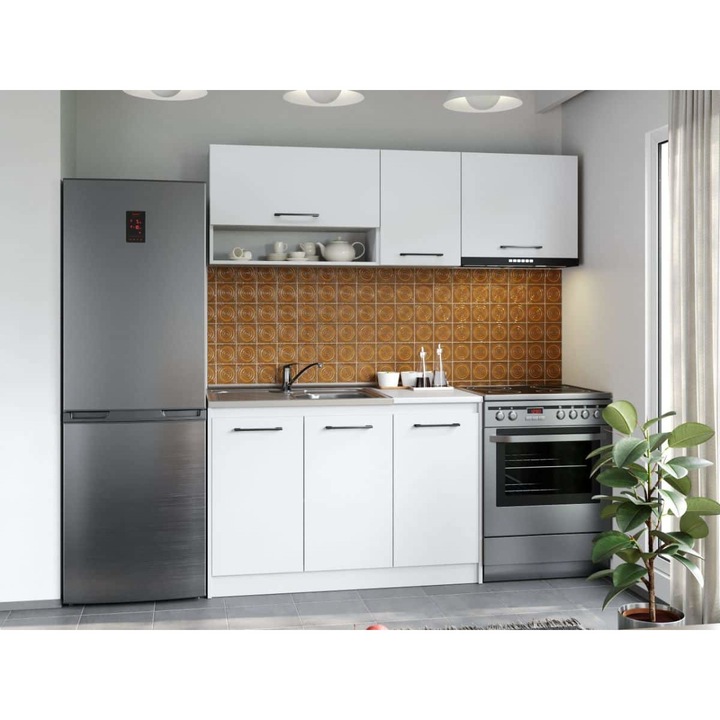 Set Mobila Bucatarie, Mina Pure Alb, C51, L 182 x A 60 x H 200 cm