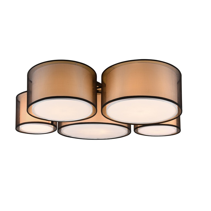 Плафон, Трио, Метал, Цокъл E27, Черен/Бежов