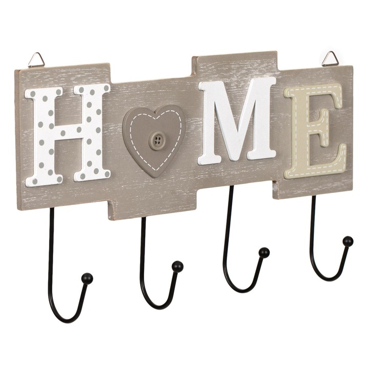 Shopiens HOME fa faliakasztó 4 db kampóval 28x16,5 cm
