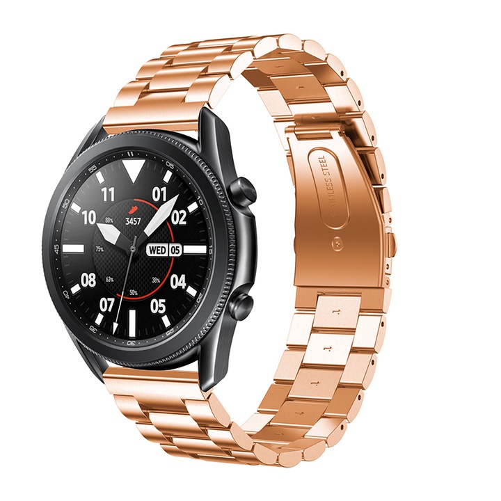 Curea metalica, 22 mm, compatibila cu Huawei Watch GT 2 46mm, Samsung Galaxy Watch 46mm, Auriu