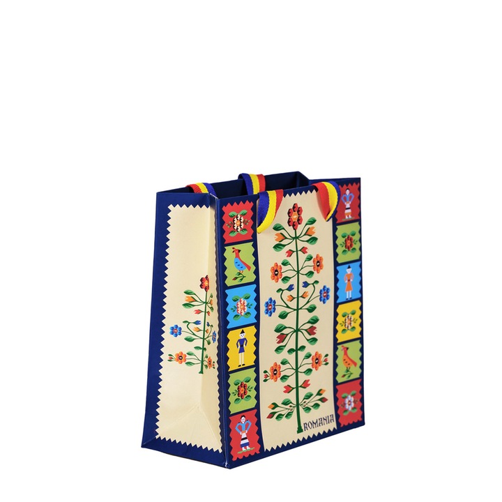 Punga din hartie, Magnetella, 11 x 12 x 5 cm, Pomul vietii, multicolora