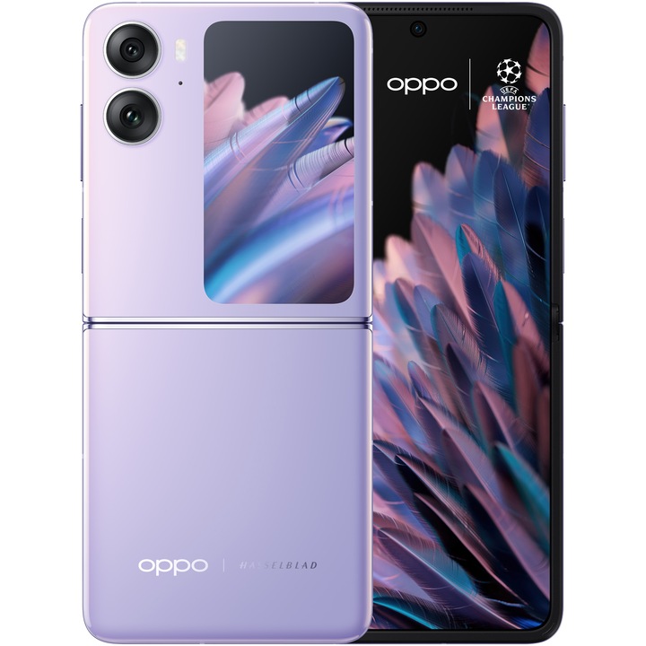Мобилен телефон OPPO Find N2 Flip, Dual SIM, 256GB, 8GB RAM, 5G, Moonlit Лилав