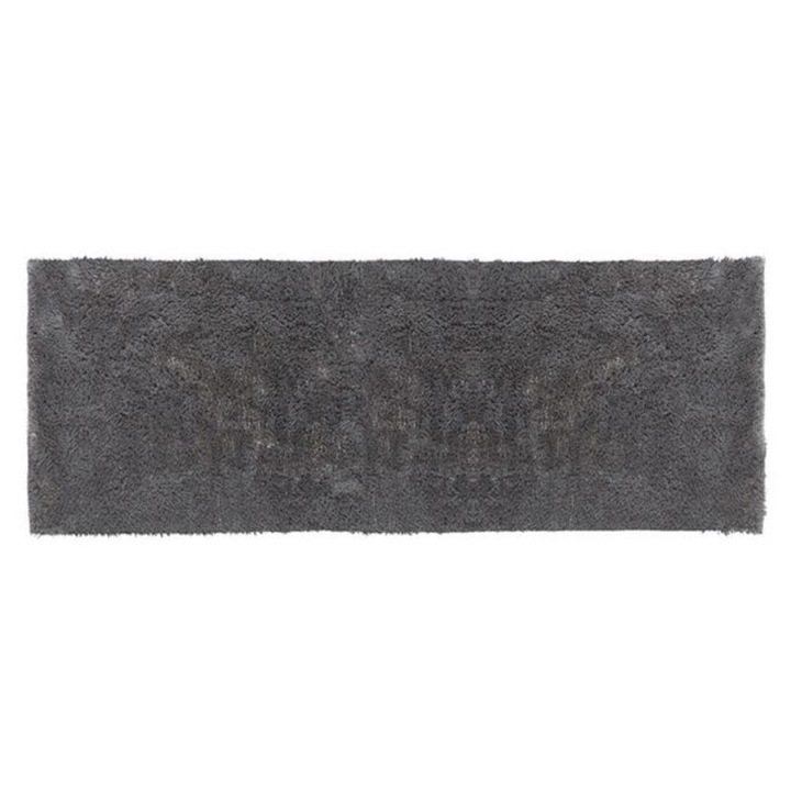 Covor decorativ din blana cenusie, cu suprafata anti-alunecare in partea de jos, 60 X 160 cm