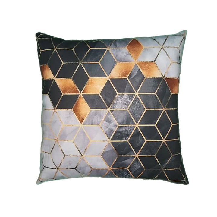 Perna decorativa model cuburi negre si albe 43x43cm