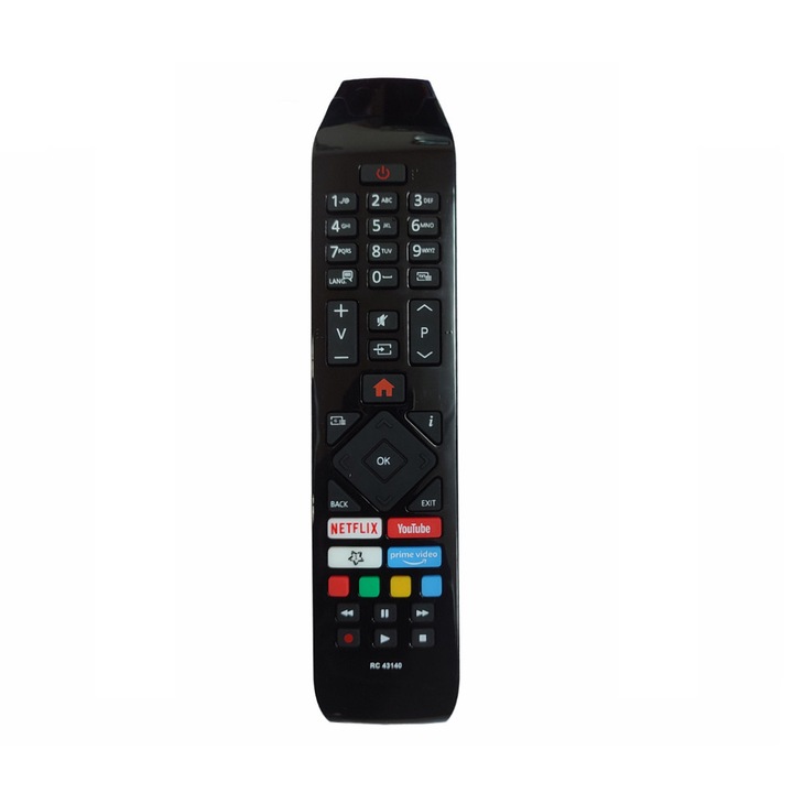 Telecomanda compatibila Hitachi smart, RC43140 / RC 43141, Netflix, Youtube, Prime Video, neagra