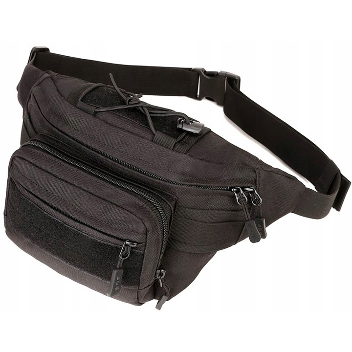 Sporttáska, Edibazzar, Katonai stílusú, Textil, Fekete