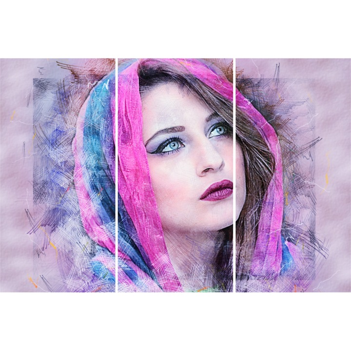 Tablou PVC 5mm, Purple Girl, 80 X 120 cm