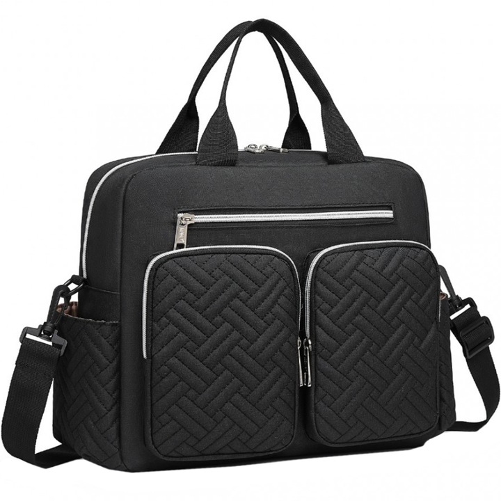 KONO Újszülött táska, többfunkciós poliészter, 32 x 12 x 26 cm, EQ2248BK, fekete