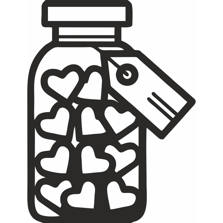 Decoratiune metalica de perete, Dulceata de inimi, Model 4652-1, negru