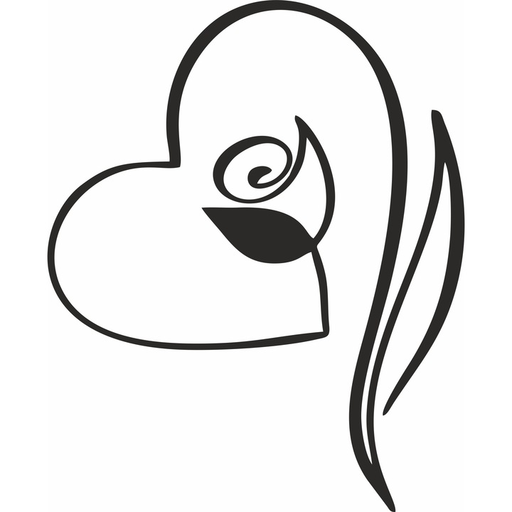 Decoratiune metalica de perete, Inima floare, Model 4660-1, negru