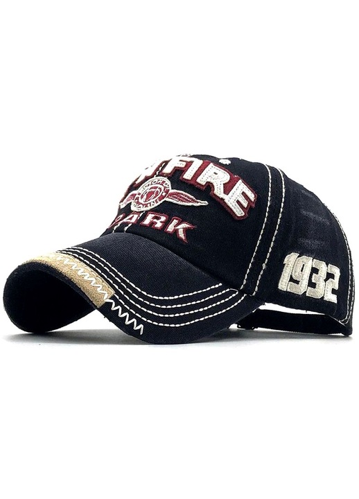 Sapca baseball broderie text, Denim, Reglabil, Negru