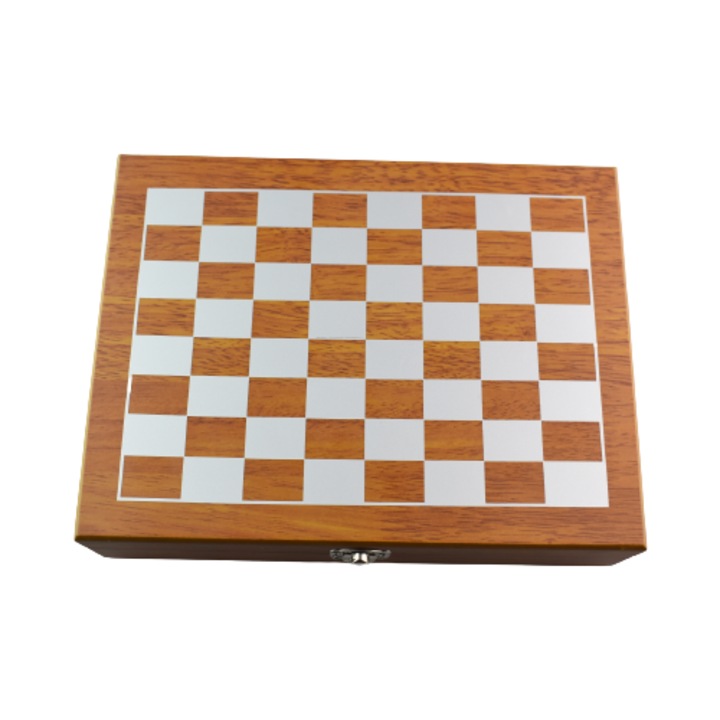 Set Tabla Sah cu plosca si 4 pahare, Lemn,24*18 cm