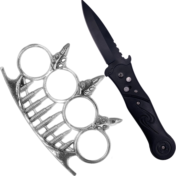 Kit Autoaparare Tactic, Briceag Stealth Deschidere Automata 20 cm, Pumnal Tip Box Model Gloante, Dalimag