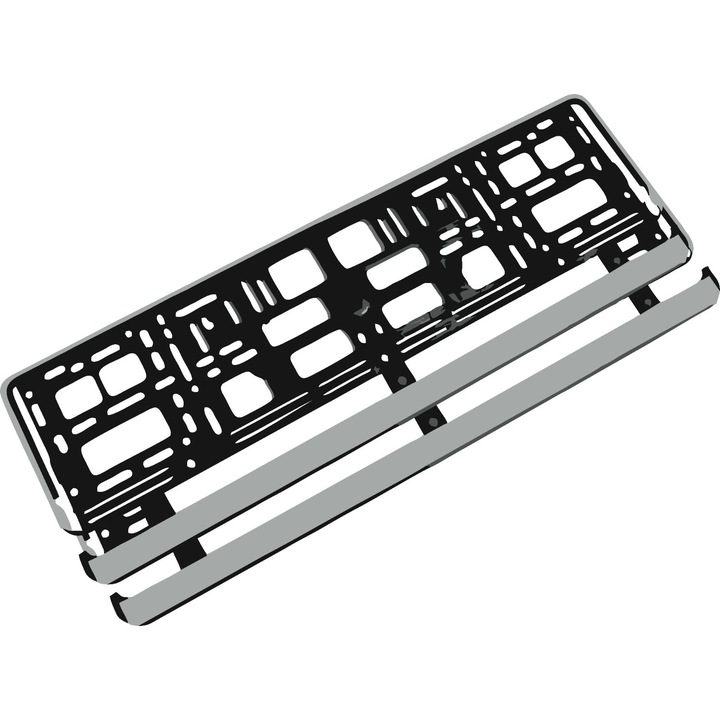 Set 2 suporti numar inmatriculare auto argintiu mat