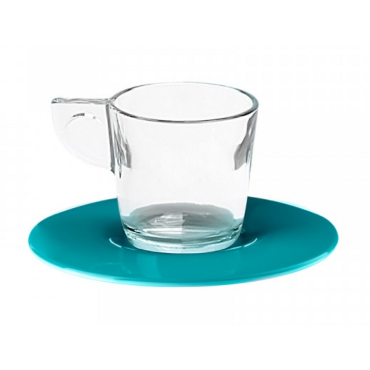 Set de 2 cani de ceai cu farfurioara Eat Pop 15 x 15 x H10cm 35cl fiecare - bleu