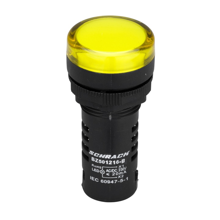 Сигнална лампа с LED, моноблок, 230V-AC/DC, жълт цвят