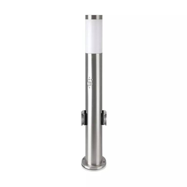 Lampa de gradina V-TAC, E27, Inox/Policarbonat, IP44, 60W, Argintiu