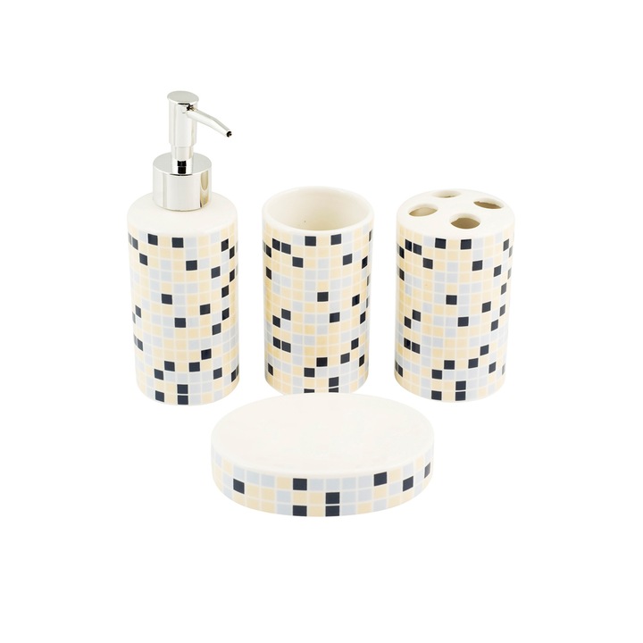 Set accesorii baie, ceramica, 4 piese, Christal