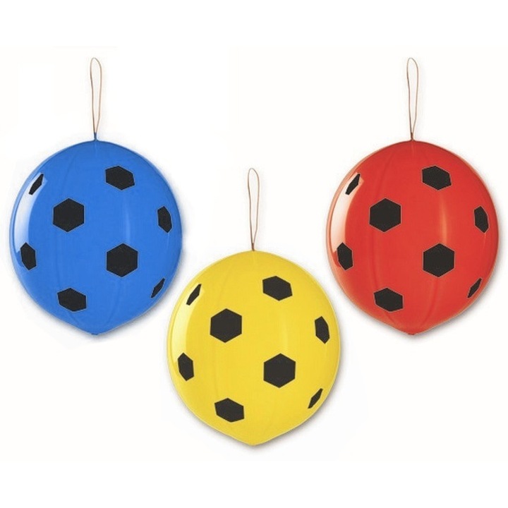 Комплект 3 балона тип топка с ластик, Godan, латекс, 45 см, многоцветни